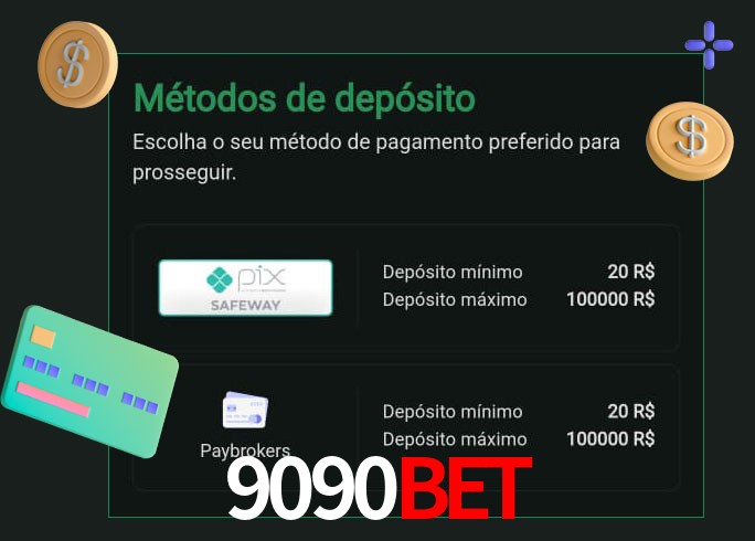 O cassino 9090Bet oferece uma grande variedade de métodos de pagamento